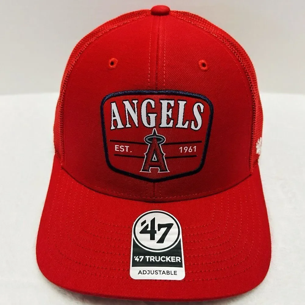 '47 Brand Los Angeles Angels Squad Trucker Adjustable‎ Hat Snapback Cap Red